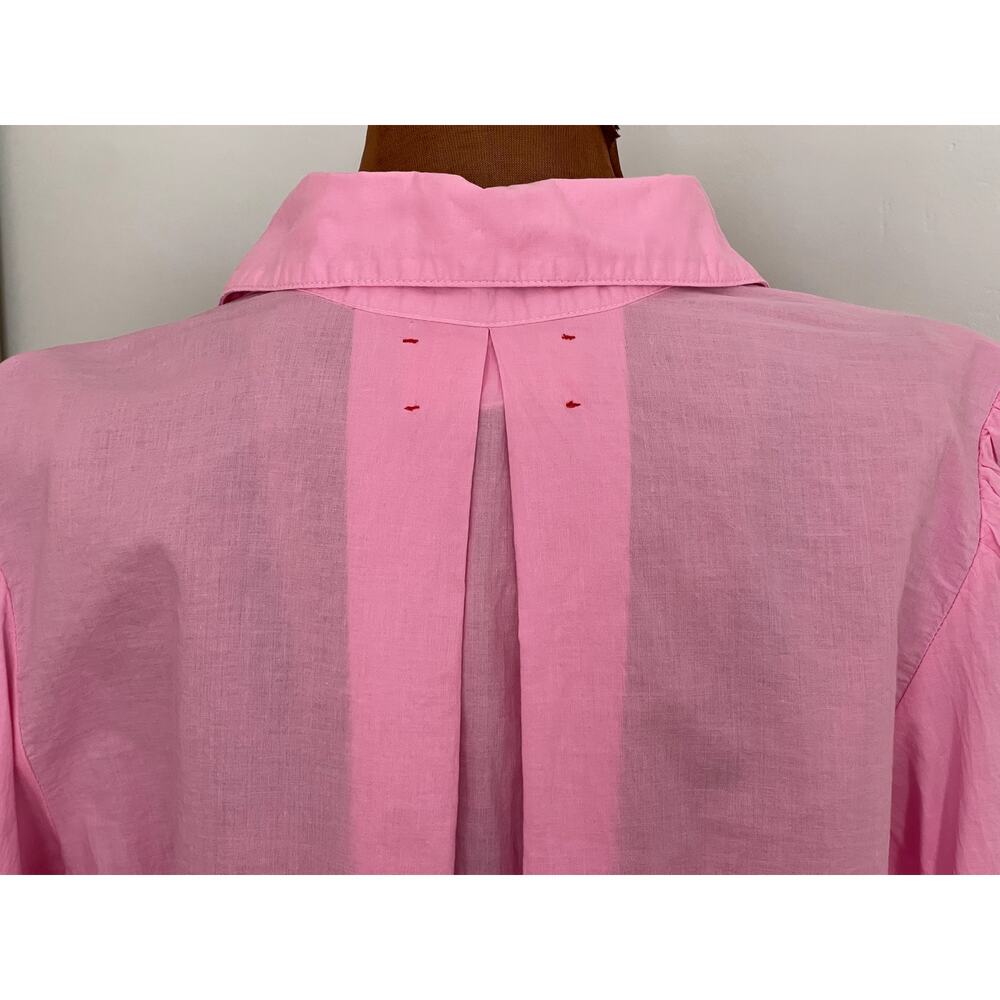 Xirena Sz M Elody Puff Sleeve Top Pink Cotton Cropped Feminine Coastal Ruffle - Picture 12 of 16
